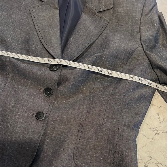 Tahari Arthur Levine Women's Linen Blend Gray Blazer size 14 - Picture 3 of 12